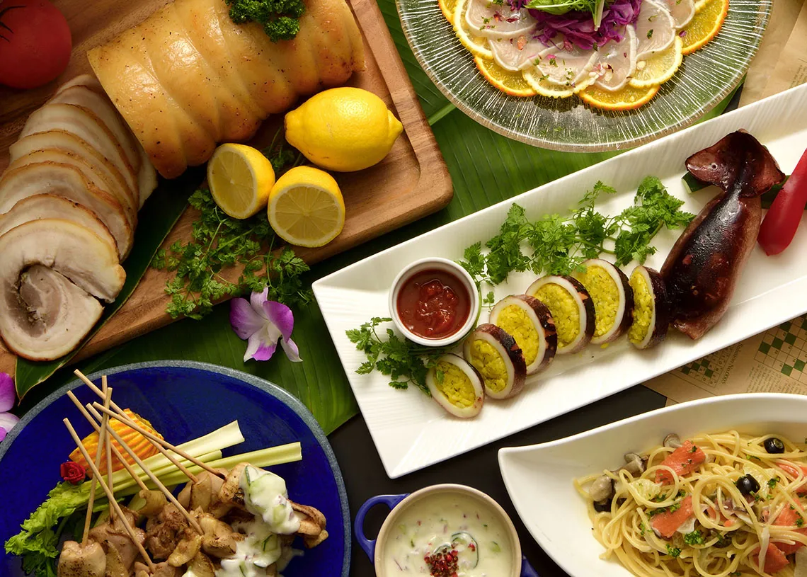 grilled squid and other dishes